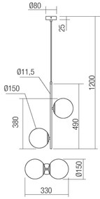 Lustră pe cablu NIVA 2xE14/28W/230V Redo 01-2625