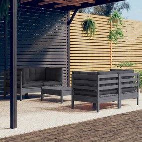 vidaXL Set mobilier grădină cu perne antracit, 5 piese, lemn de pin