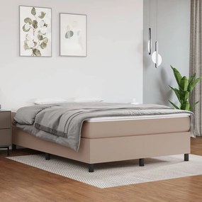 3144613 vidaXL Pat box spring cu saltea, cappuccino, 140x200cm piele ecologică