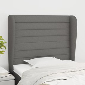 vidaXL Tăblie de pat cu aripioare gri închis 83x23x118/128 cm textil