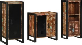 vidaXL Set de mobilier pentru baie cu raft 3 pcs Lemn recuperat masiv