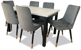 Set masă scaune pentru sufragerie Alita 3 (alb + gri) (pentru 6 persoane). 1036007