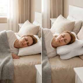 Perna cervicala ortopedica CERVI-SAN Confort memory foam fermitate moale, Alb