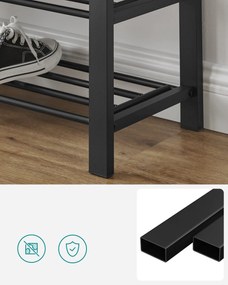 Banca cu spatiu de depozitare pentru incaltaminte cu sezut gri MOBRIX 81x49 cm, negru