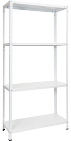 Etajera metalica alba cu 4 rafturi, 75x30x150 cm