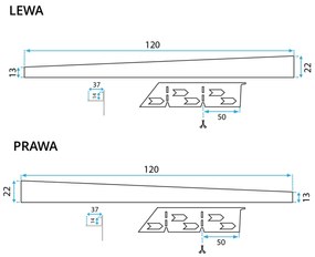 Profil de panta cadita de dus stanga Gri Periat 120cm, Rea