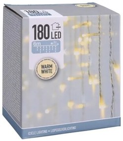 Ploaie luminoasă de Crăciun 180 LED, IP44, 6 m,alb cald, 6 m