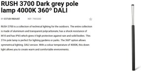 Stalp LED iluminat exterior simetric 360º IP65 RUSH 370cm 4000K DALI