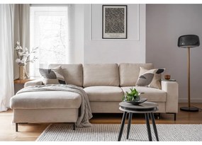 Colțar bej extensibil cu tapițerie din catifea reiată (cu colț pe partea stângă ) Lofty Lilly – Miuform