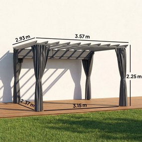 Outsunny Pergolă aprox. 3,6 x 3 m, pavilion de grădină, copertină din aluminiu cu acoperiș reglabil, gri închis | Aosom Romania