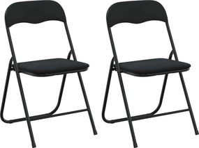 vidaXL Scaun pliant 2 pcs Negru 48 x 44 x 78 cm Catifea