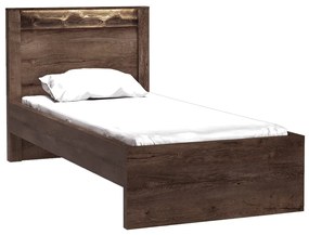 Pat de o persoană 90 cm Indie 20 (cu iluminat LED) (cu somieră) (Arin închis). 1057809
