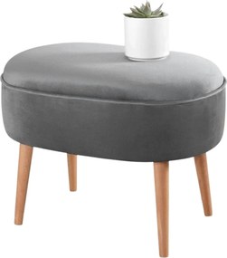Taburet MOILE, stofa catifelata gri, 63x44x47 cm