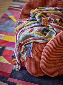 Pătură din bumbac reciclat, multicolor, cu model în carouri și franjuri multicolore, 160x130 cm, „Elmy"