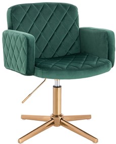 HR802CROSS Scaun Verde din Catifea cu Bază Aurie