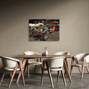 Tablou pe sticlă cu mașina maro (70x50 cm)