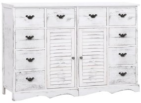 284179 vidaXL Servantă cu 10 sertare, alb, 113 x 30 x 79 cm, lemn