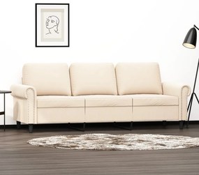 349175 vidaXL Canapea cu 3 locuri, crem, 180 cm, catifea
