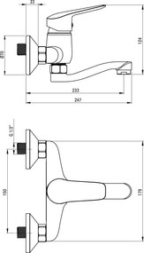 Boro Baterie pentru chiuvetă, montare pe perete Finisaj: Crom BMO_050M