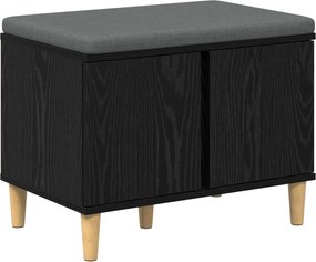 vidaXL Bancă pentru hol cu pernă cu ușă Stejar Negru 60 x 38 x 46 cm