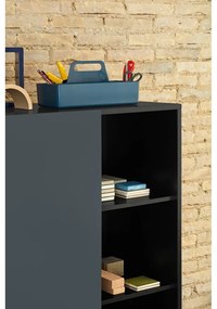 Comodă neagră-gri antracit înaltă cu ușă glisantă 120x140 cm Nube – Teulat