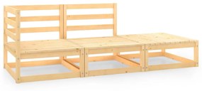 Set mobilier gradina, 3 piese, lemn masiv de pin Maro, colt + mijloc + suport pentru picioare, 1