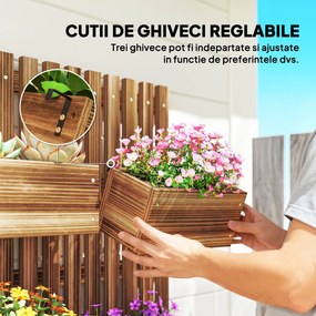 Outsunny Jardinieră Verticală cu 3 Vase Detașabile și Orificii de Drenaj, 60x16x80 cm, Maro | Aosom Romania