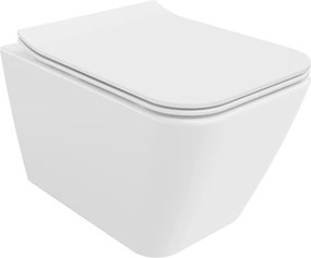 Mexen Cube vas de toaletă Rimless cu capac cu închidere lentă slim, duroplast, alb lucios - 30924000