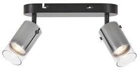 Spot modern de tavan Gunmetal cu 2 lumini rotativ și reglabil - Drain