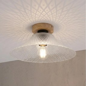 Plafonieră JULL WOOD 1xE27/15W/230V, stejar/transparent, Ø 34 cm