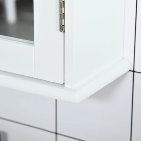 kleankin Dulap de Baie cu Oglindă – Dulap cu Oglindă – Dulap pentru WC – 1 Ușă, 2 Rafturi – MDF Alb și Sticlă | Aosom Romania