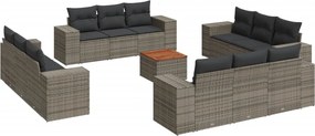 vidaXL Set mobilier de grădină cu perne, 13 piese, gri, poliratan