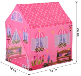 Cort Princess Play HOMCOM pentru Fete de peste 3 ani pentru Interior si Exterior Roz 93 x 69 x 103 cm | Aosom RO
