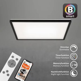 Briloner 7060-015 - Panou LED SLIM dimmabil, 22 W, 230 V, 42 x 42 cm, negru, Wi‑Fi Tuya + telecomandă