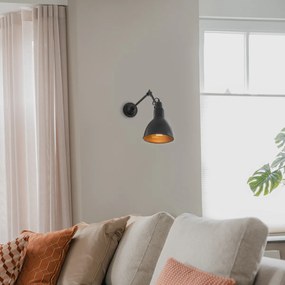 Lampă de perete industrială neagră reglabilă - Wye