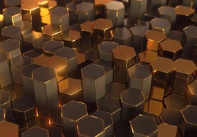 Fototapet - Hexagoane de bronz (147x102 cm)