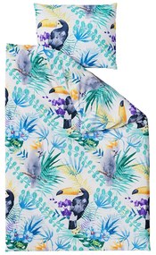 Lenjerie de pat din microfibra verde, PARROT AND TOUCAN