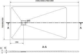 Mexen Bert brodzik dreptunghiular SMC 160 x 90 cm, alb - 4K109016