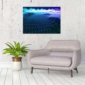 Tablou pe sticlă - Munți în model de calculator (70x50 cm)