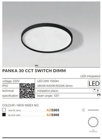 Plafoniera slim LED dimabil, protectie IP40 PANKA 30 CCT negru