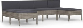 vidaXL Set mobilier de grădină cu perne, 6 piese, gri, poliratan