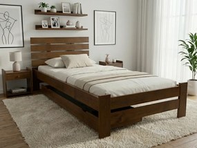 Pat de o persoana inalt Paris, stejar 80x200 cm Saltele: Cu saltele Coco Maxi 20 cm, Somiera pat: Cu lamele curbate