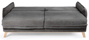 Canapea gri extensibilă cu tapițerie din catifea reiată 218 cm Tori – Bonami Selection