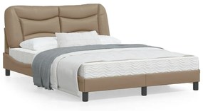 3207999 vidaXL Cadru de pat cu tăblie, cappuccino, 140x190 cm, piele ecologică