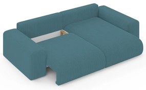 Colțar turcoaz extensibil, cu spațiu de depozitare, cu tapițerie din catifea reiată Luma – Ropez