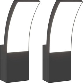 vidaXL Lămpi exterioare de perete cu LED 2 buc. negru, aluminiu turnat