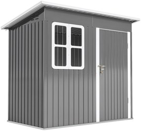Outsunny magazie grădină căsuță de grădină pentru unelte cu ușă largă și fereastră, 221x133x190 cm gri închis | Aosom Romania