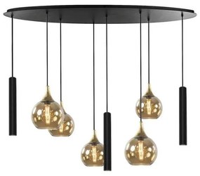 Lustr CALYPSO 3xGU10/60W + 5xE27/60W, negru/auriu, pe cablu