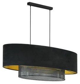 Lustră pe cablu Duolla DOUBLE OVAL RATTAN 2xE27/15W/230V negru/ratan