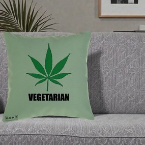 Perna Decorativa Vegetarian cu Frunza, 40x40 cm, Verde, Husa Detasabila, Perna Inclusa, BEKZ®